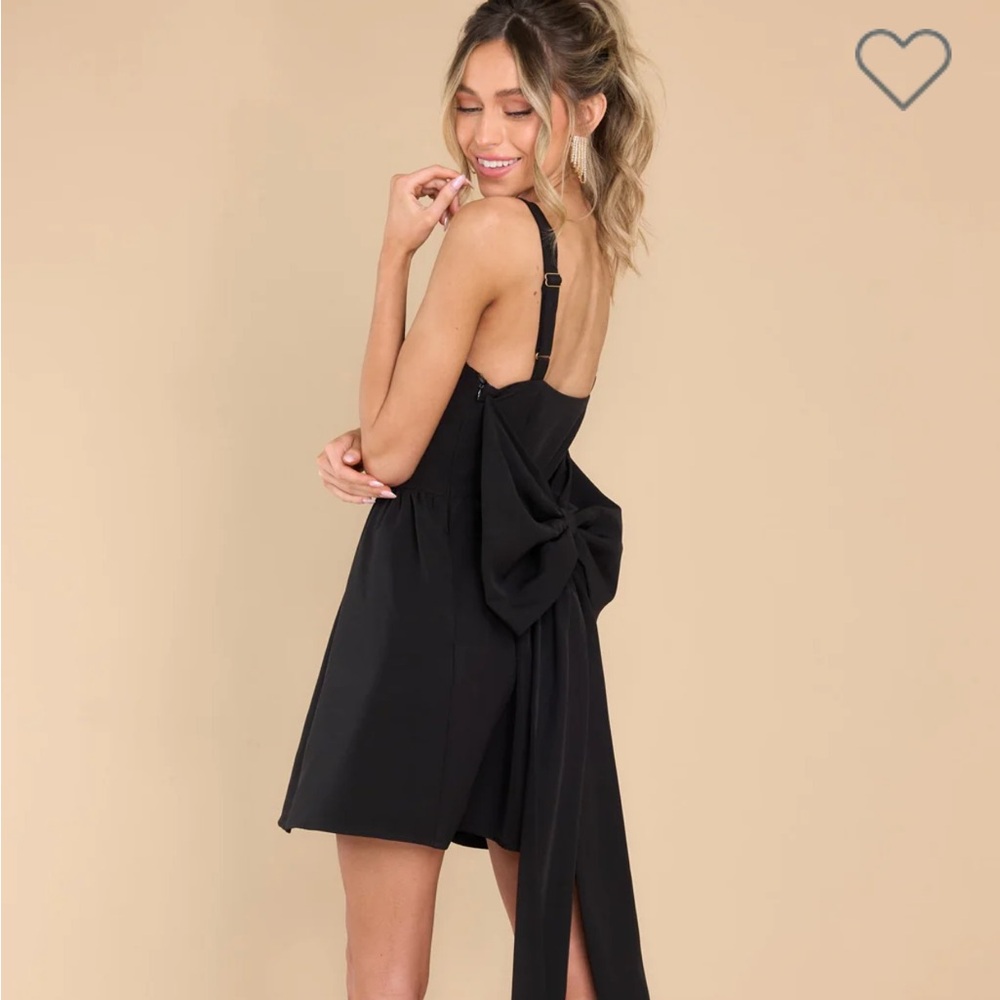 RED DRESS BLACK BOW MINI DRESS